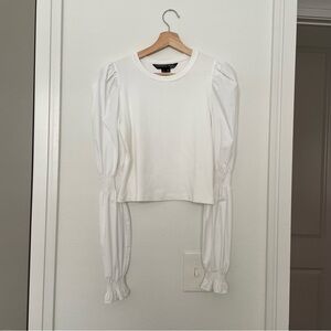 Veronica Beard Poplin Ribbed Long Sleeve Top
